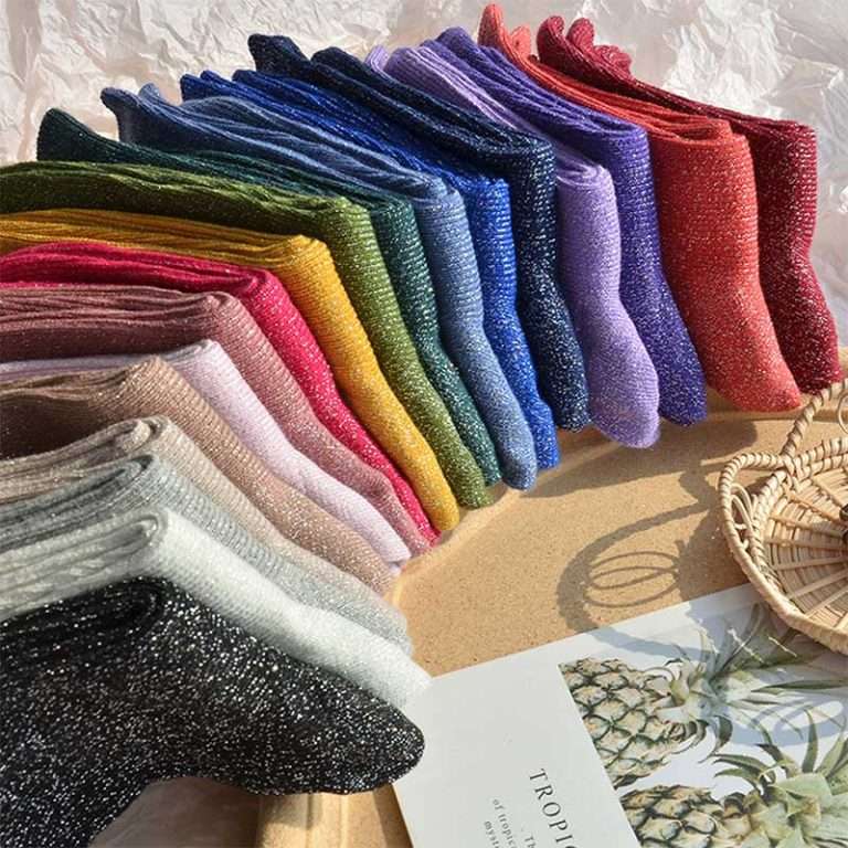 Spring Sequined Gold and Silver Thread Women's Slouch Socks - HE Global ...