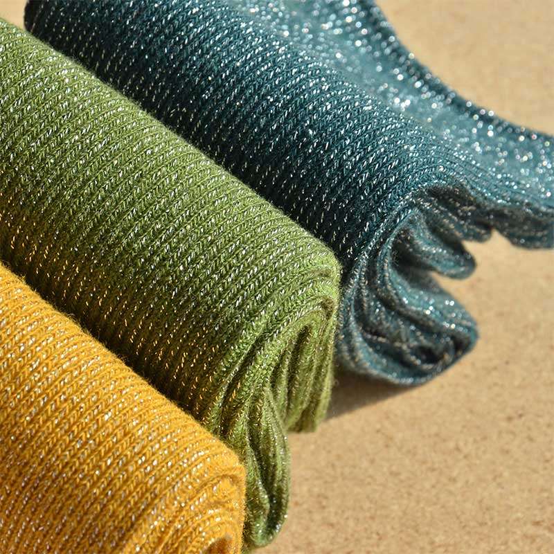 Spring Sequined Gold and Silver Thread Women's Slouch Socks - Image 4