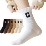 Fashion Cotton Big G Letter Jacquard Crew Women Socks