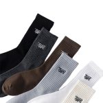 Men White Embroidery Letter Crew Basketball Socks