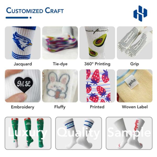 HE MOQ Custom Combed Cotton Socks With LOGO - HE Global Hosiery | China ...