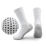 Men's Size 9-11 Nylon Terry Polka Dot Anti Slip Grip Socks