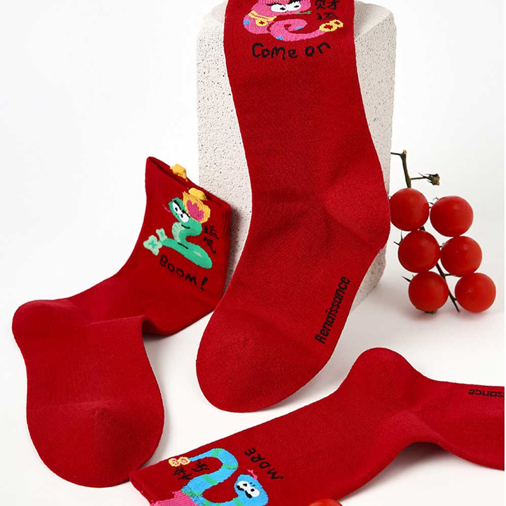 3 Paris Red cotton socks as a New Year gift for the Year of the Snake - Image 2