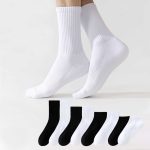 7A Antibacterial Men's Basic Black White Sports Socks