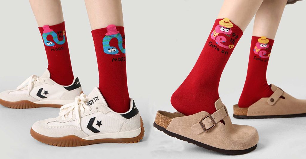 Red Snake Year Socks