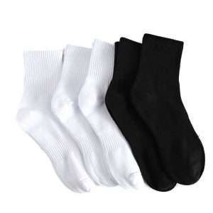 black and white Blank cotton socks