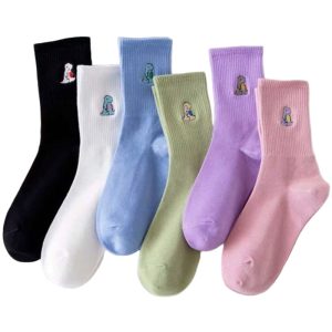 Embroidered dinosaur socks