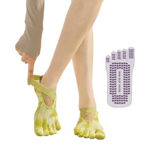 Women Tie Dye Five Finger Cotton Indoor Split Toe Pilates Socks