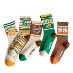 Winter Luxury Custom Design Logo Crew Knitting Letter Striped Sports Socks