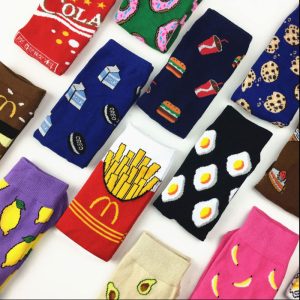 Women Funny Cartoon Fruits Banana Avocado Lemon Egg Socks