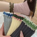 Fashion Winter Women Double Layer Ear Edge Crew Socks