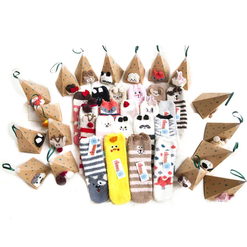 Christmas Socks Fuzzy 3D Cute Animal Sleeping Socks With Gift Box
