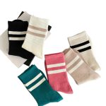 Womens Winter New Two Bar Striped Cotton Tube Socks