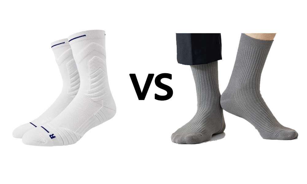 Sports socks compared to business socks