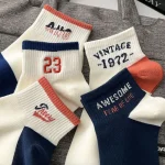 Spring/Summer Thin Digital Cotton Letter Sports Socks