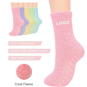 Womens Winter Coral Velvet Anti Slip Floor Sleep Fuzzy Socks