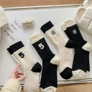 Cashmere Socks Warm Embroidery Crew Socks