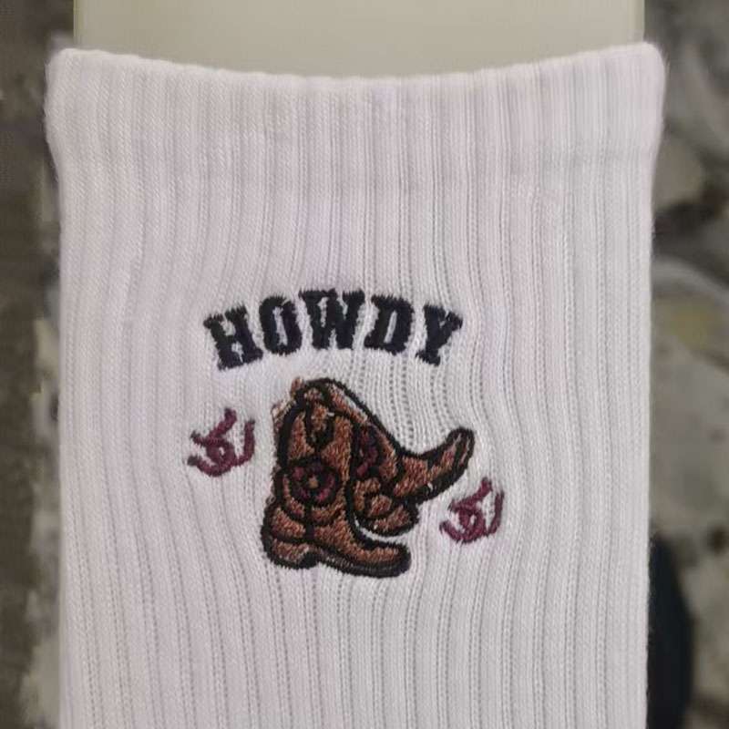Graphic embroidery socks