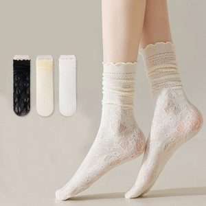 Summer Women Mesh Breathable Waveselvedge Crew Socks