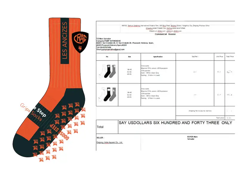 Digital mockup of custom Pilates grip socks