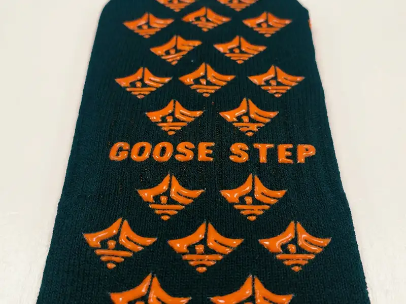 Finished sample of custom Pilates grip socks