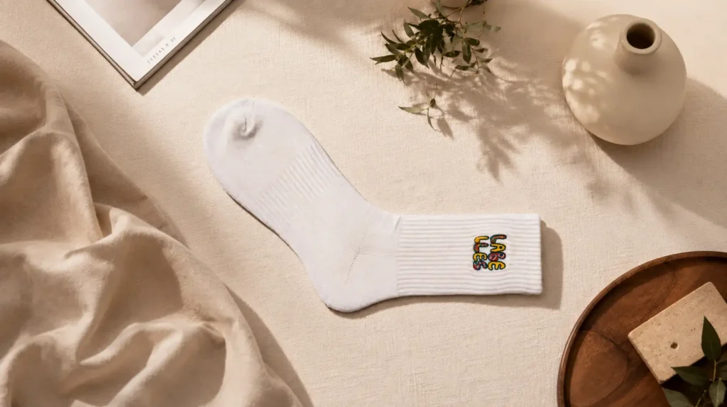 Embroidered text socks